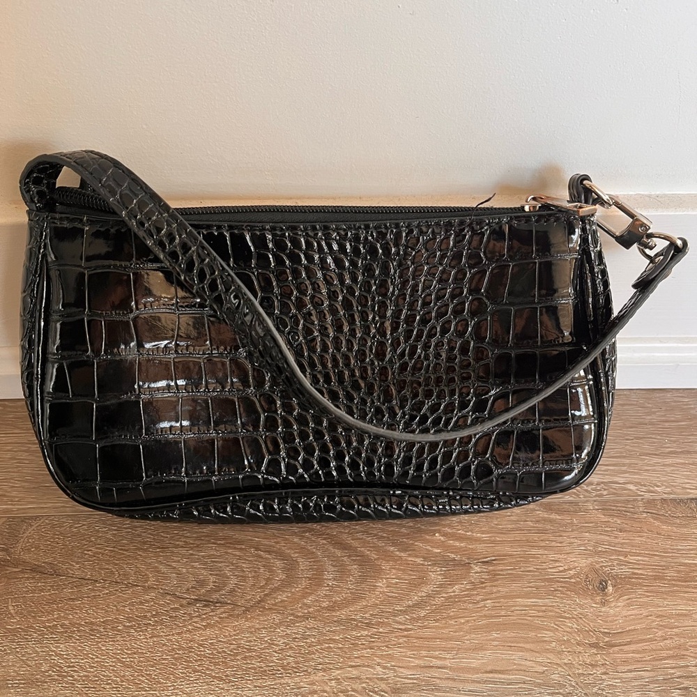 🌟free w /purchase🌟 Shein Black Crocodile-Embossed Women's Bag